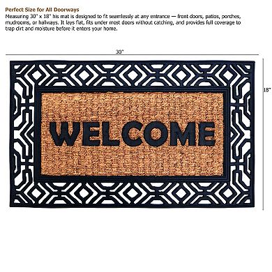 Gardenised Natural Coir and Non-Slip Rubber Doormat with Embossed Welcome Design Coconut Fiber