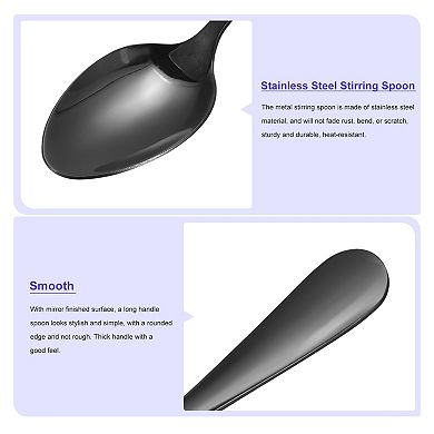 Set of 4 Long Handle Spoon, 7.5-Inch Stainless Steel Ice Cream Spoon Cocktail Stirring Spoons