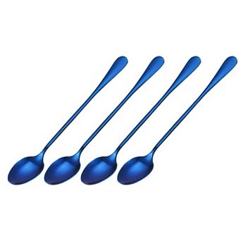 Set of 4 Long Handle Spoon, 7.5-Inch Stainless Steel Ice Cream Spoon Cocktail Stirring Spoons