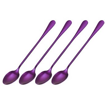 Set of 4 Long Handle Spoon, 7.5-Inch Stainless Steel Ice Cream Spoon Cocktail Stirring Spoons