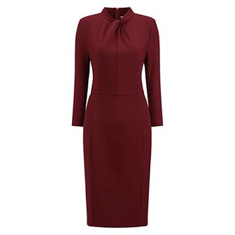 Women's Mock Neck Pencil Dress Twist Front 3/4 Sleeve Work Knee Length Sheath Dresses