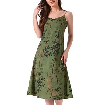 Women's Nightgown Satin Floral Jacquard Spaghetti Strap Sleeveless V Neck Midi Full Slip Sleepwear