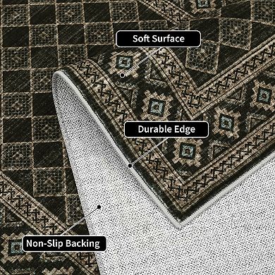 Garvee Machine Washable Geomeric Area Rug Non Slip Stain Resistant Rug for Living Room Bedroom