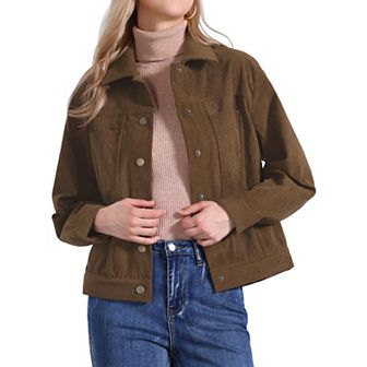 Corduroy Jacket for Women Casual Long Sleeve Fall Outerwear Button Down Shacket Jackets