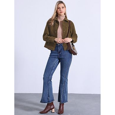 Corduroy Jacket for Women Casual Long Sleeve Fall Outerwear Button Down Shacket Jackets