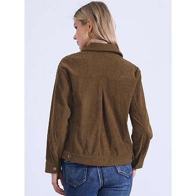 Corduroy Jacket for Women Casual Long Sleeve Fall Outerwear Button Down Shacket Jackets