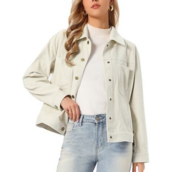 Corduroy Jacket for Women Casual Long Sleeve Fall Outerwear Button Down Shacket Jackets