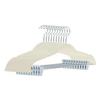 10 Pack Flocked Hangers with Pinch Clips, Durable 360-degree Non-Slip Space Saving Clothes Hangers