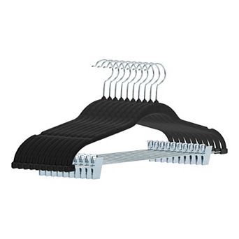 10 Pack Flocked Hangers with Pinch Clips, Durable 360-degree Non-Slip Space Saving Clothes Hangers