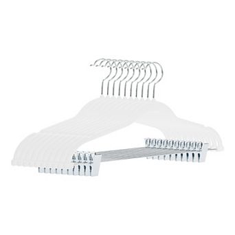 10 Pack Flocked Hangers with Pinch Clips, Durable 360-degree Non-Slip Space Saving Clothes Hangers