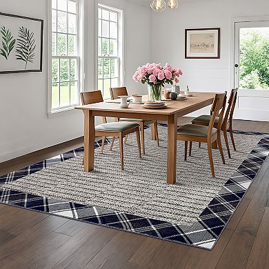 Garvee Modern Border Area Rug Ultra Thin Machine Washable Non Slip Rugs for Living Room Bedroom