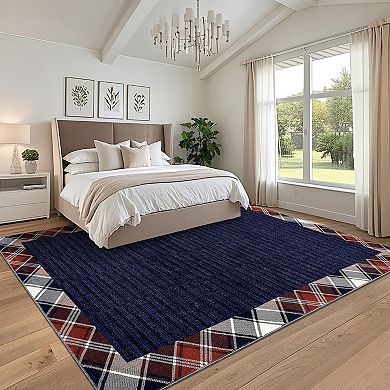 Garvee Modern Border Area Rug Ultra Thin Machine Washable Non Slip Rugs for Living Room Bedroom