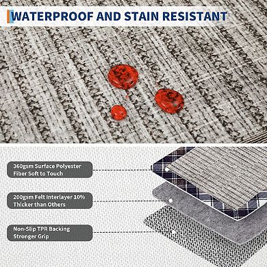 Garvee Modern Border Area Rug Ultra Thin Machine Washable Non Slip Rugs for Living Room Bedroom