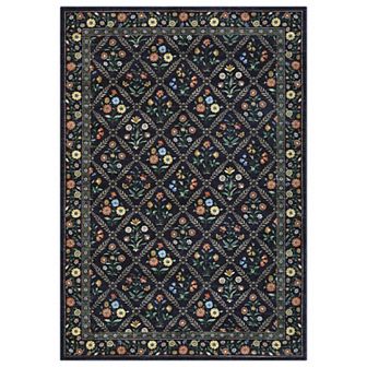 Garvee Modern Pastoral Area Rug Machine Washable Non Slip Ultra Thin Bordered Indoor Soft Carpet
