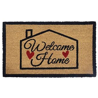 Gardenised Heavy Duty Coco Coir Doormat Non Slip PVC Baking Embossed Welcome Design Coconut Fiber