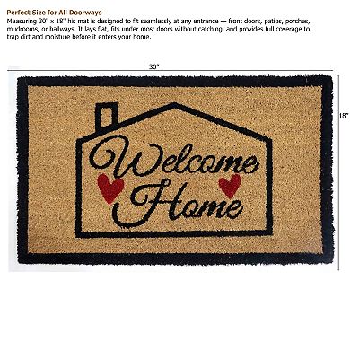 Gardenised Heavy Duty Coco Coir Doormat Non Slip PVC Baking Embossed Welcome Design Coconut Fiber