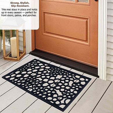 Gardenised Rubber Floor Mat with Decorative Flower Design Heavy-Duty Anti-Slip Rug