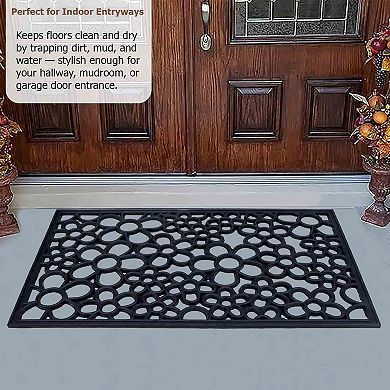 Gardenised Rubber Floor Mat with Decorative Flower Design Heavy-Duty Anti-Slip Rug