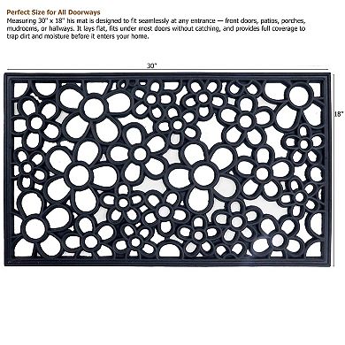 Gardenised Rubber Floor Mat with Decorative Flower Design Heavy-Duty Anti-Slip Rug