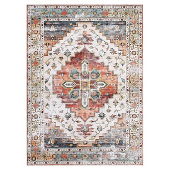 Garvee Machine Washable Vintage Area Rug Non Slip Stain Resistant Rugs for Bedroom Kitchen