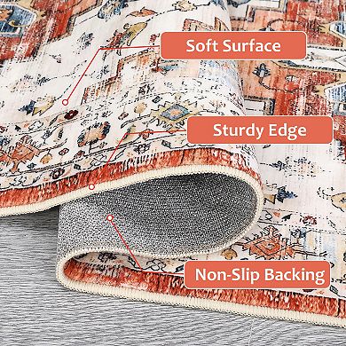 Garvee Machine Washable Vintage Area Rug Non Slip Stain Resistant Rugs for Bedroom Kitchen