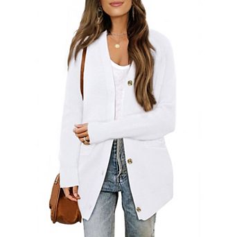 Long Cardigan Sweaters for Women Button Down Open Front Knit Cardigan Casual Outfits with Pockets