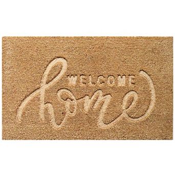Gardenised Heavy Duty Coco Coir Doormat with Non Slip PVC Baking Embossed Welcome Design Coconut
