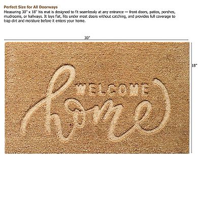Gardenised Heavy Duty Coco Coir Doormat with Non Slip PVC Baking Embossed Welcome Design Coconut