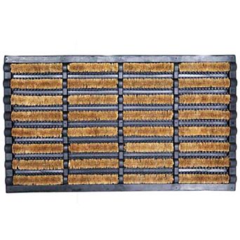 Gardenised Shoe and Boot Scraper Mat with Tray Coir Bristles Built-In Wire Brush and Non-Slip