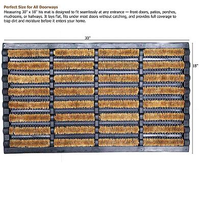 Gardenised Shoe and Boot Scraper Mat with Tray Coir Bristles Built-In Wire Brush and Non-Slip