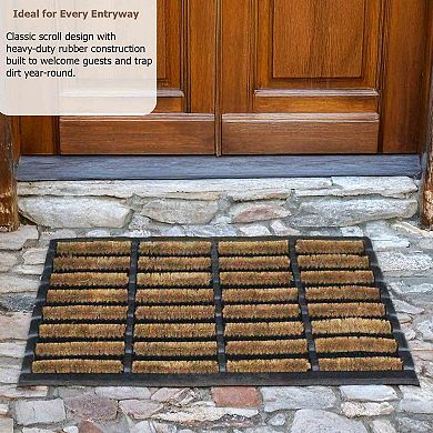 Gardenised Shoe and Boot Scraper Mat with Tray Coir Bristles Built-In Wire Brush and Non-Slip