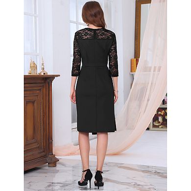 Women's Lace Formal Dress 3/4 Sleeves Sweetheart Neck Irregular Hem Cocktail Evening Dresses