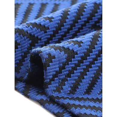 Women's Fall Dresses Casual 3/4 Sleeve V Neck Zigzag Print Loose Knee Length Dress with Pockets