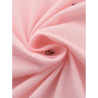 Women's Lounge Cotton Button Up Cute Pattern Print Long Sleeve Notched Collar Pants Set with Pockets