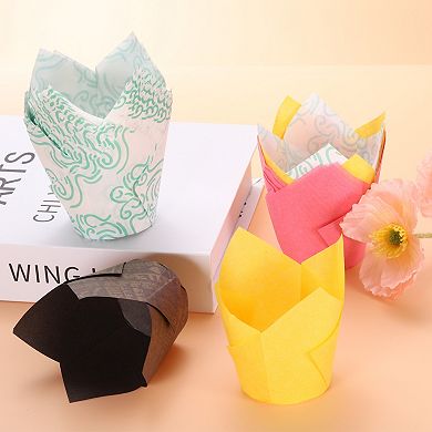 50 Pcs Tulip Baking Cups Cupcake Muffins Liners Paper Greaseproof Wrappers for Party