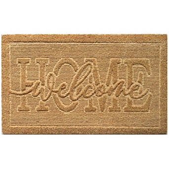 Gardenised Heavy Duty Coco Coir Doormat with Non Slip PVC Baking Embossed Welcome Design Coconut