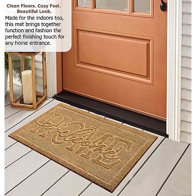 Gardenised Heavy Duty Coco Coir Doormat with Non Slip PVC Baking Embossed Welcome Design Coconut