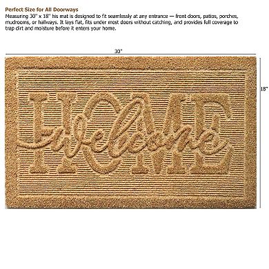 Gardenised Heavy Duty Coco Coir Doormat with Non Slip PVC Baking Embossed Welcome Design Coconut