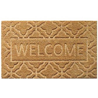 Gardenised Heavy Duty Coco Coir Doormat with Non Slip PVC Baking Embossed Welcome Design Coconut