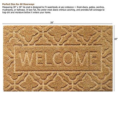 Gardenised Heavy Duty Coco Coir Doormat with Non Slip PVC Baking Embossed Welcome Design Coconut