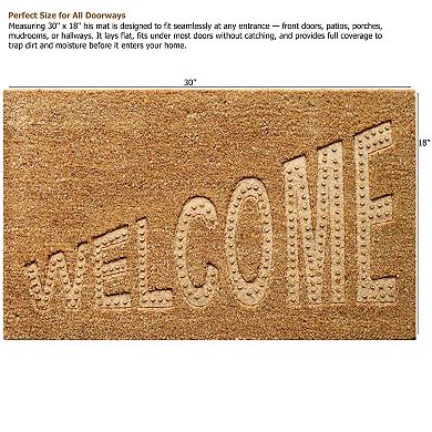 Gardenised Heavy Duty Coco Coir Doormat Non Slip PVC Baking Embossed Welcome Design Coconut Fiber