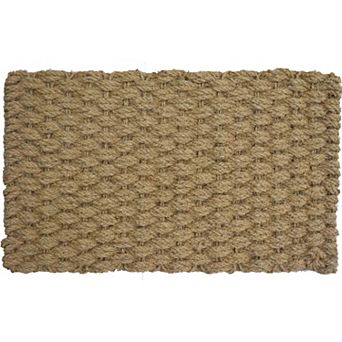 Gardenised Coco Coir Doormat with Braided Rope Design Decorative and Durable Natural Coconut Fiber