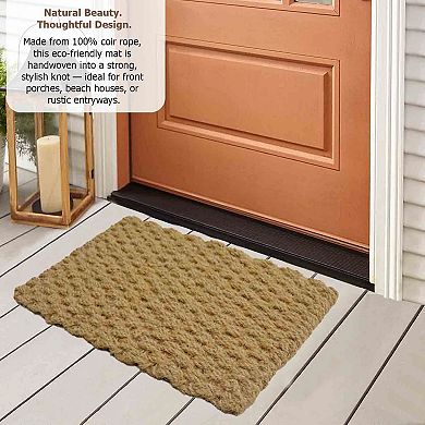 Gardenised Coco Coir Doormat with Braided Rope Design Decorative and Durable Natural Coconut Fiber