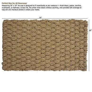 Gardenised Coco Coir Doormat with Braided Rope Design Decorative and Durable Natural Coconut Fiber