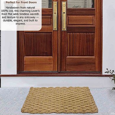 Gardenised Coco Coir Doormat with Braided Rope Design Decorative and Durable Natural Coconut Fiber