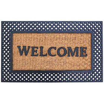 Gardenised Natural Coir and Non-Slip Rubber Doormat with Embossed Welcome Design Coconut Fiber