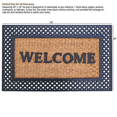 Gardenised Natural Coir and Non-Slip Rubber Doormat with Embossed Welcome Design Coconut Fiber