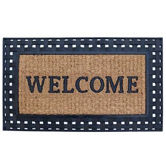 Gardenised Natural Coir and Non-Slip Rubber Doormat with Embossed Welcome Design Coconut Fiber