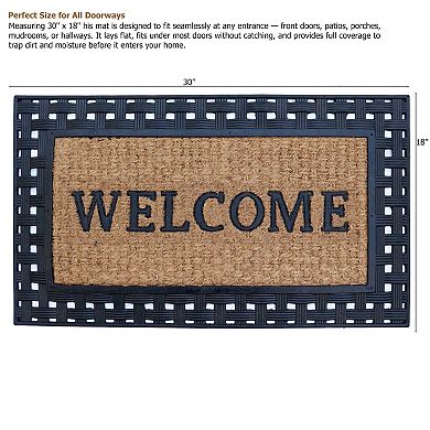 Gardenised Natural Coir and Non-Slip Rubber Doormat with Embossed Welcome Design Coconut Fiber