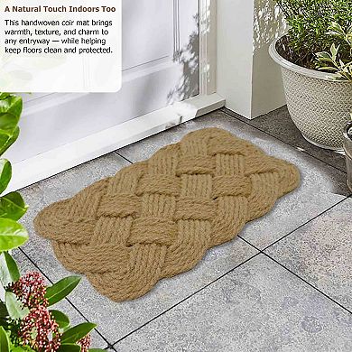 Gardenised Coco Coir Doormat with Woven Rope Design Decorative and Durable Natural Coconut Fiber